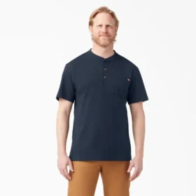 Camiseta Henley de manga corta de tejido grueso