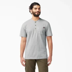 Camiseta Henley de manga corta de tejido grueso