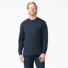 Camiseta Henley de manga larga de tejido grueso Camiseta Henley de manga larga de tejido grueso