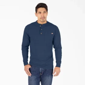 Camiseta Henley de manga larga de tejido grueso jaspeado
