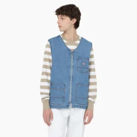 Chaleco de denim con cremallera frontal