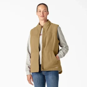 Chaleco de lona de algodón para mujer con forro polar Chaleco de lona de algodón para mujer con forro polar