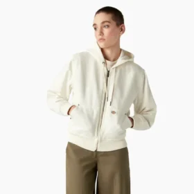 Chaqueta de lona de algodón para mujer con forro polar