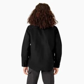 Chaqueta de trabajo de lona de algodón para mujer con forro polar de pelo largo