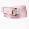 Cinturón de tela con estampado del logotipo y anilla en D para mujer