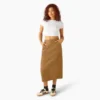 Falda midi cargo de lona de algodón para mujer