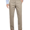 Pantalones caqui de corte recto y pierna estrecha con frente liso