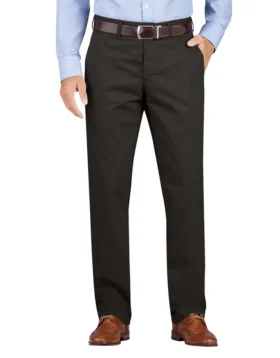 Pantalones caqui de corte recto y pierna estrecha con frente liso Pantalones caqui de corte recto y pierna estrecha con frente liso