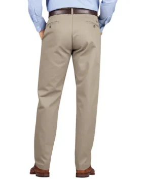 Pantalones caqui de corte recto y pierna estrecha con frente liso Pantalones caqui de corte recto y pierna estrecha con frente liso