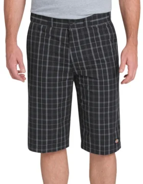Pantalones cortos a cuadros de 13″ con corte regular y bolsillos multiusos