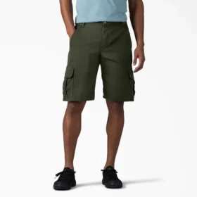 Pantalones cortos cargo de algodón de 28 cm con corte holgado y elástico