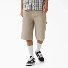 Pantalones cortos de lona de carpintero desgastados y holgados, 33 cm