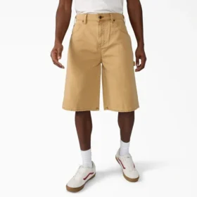Pantalones cortos de lona de carpintero desgastados y holgados, 33 cm