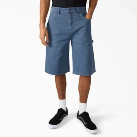 Pantalones cortos de lona de carpintero desgastados y holgados, 33 cm