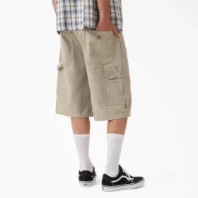 Pantalones cortos de lona de carpintero desgastados y holgados, 33 cm