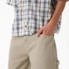 Pantalones cortos de lona de carpintero desgastados y holgados, 33 cm