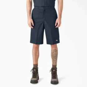 Pantalones cortos de trabajo de corte holgado y frente liso, 33 cm