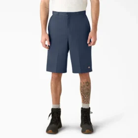 Pantalones cortos de trabajo de corte holgado y frente liso, 33 cm