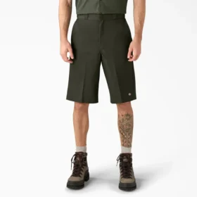 Pantalones cortos de trabajo de corte holgado y frente liso, 33 cm Pantalones cortos de trabajo de corte holgado y frente liso, 33 cm