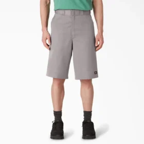 Pantalones cortos de trabajo de corte holgado y frente liso, 33 cm