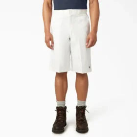 Pantalones cortos de trabajo de corte holgado y frente liso, 33 cm