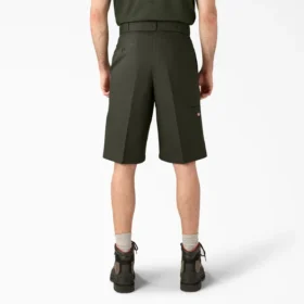 Pantalones cortos de trabajo de corte holgado y frente liso, 33 cm Pantalones cortos de trabajo de corte holgado y frente liso, 33 cm