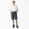 Pantalones cortos de trabajo de corte holgado y frente liso, 33 cm Pantalones cortos de trabajo de corte holgado y frente liso, 33 cm