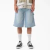Pantalones cortos vaqueros de carpintero desgastados y holgados, 33 cm Pantalones cortos vaqueros de carpintero desgastados y holgados, 33 cm