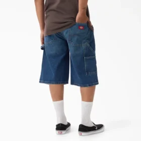 Pantalones cortos vaqueros de carpintero desgastados y holgados, 33 cm