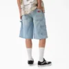 Pantalones cortos vaqueros de carpintero desgastados y holgados, 33 cm Pantalones cortos vaqueros de carpintero desgastados y holgados, 33 cm