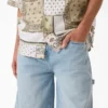 Pantalones cortos vaqueros de carpintero desgastados y holgados, 33 cm Pantalones cortos vaqueros de carpintero desgastados y holgados, 33 cm