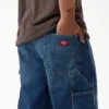 Pantalones cortos vaqueros de carpintero desgastados y holgados, 33 cm Pantalones cortos vaqueros de carpintero desgastados y holgados, 33 cm