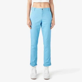 Pantalones de carpintero de corte recto ajustado con bajo enrollado para mujer