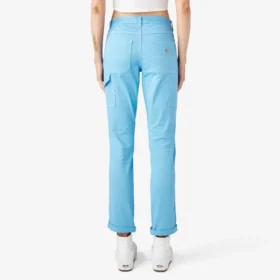 Pantalones de carpintero de corte recto ajustado con bajo enrollado para mujer
