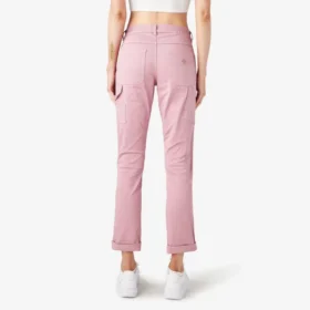 Pantalones de carpintero de corte recto ajustado con bajo enrollado para mujer