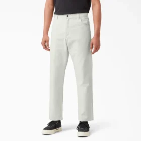 Pantalones de carpintero de lona de algodón con lavado a la piedra y corte holgado