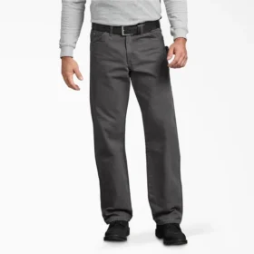 Pantalones de carpintero de lona de pato lijada de corte holgado