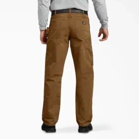 Pantalones de carpintero de lona de pato lijada de corte holgado