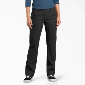 Pantalones de carpintero de lona para mujer, corte holgado y elástico