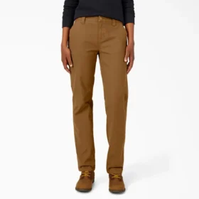 Pantalones de carpintero de mujer de corte recto holgado y tejido de lona