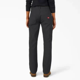 Pantalones de carpintero de mujer de corte recto holgado y tejido de lona