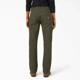Pantalones de carpintero de mujer de corte recto holgado y tejido de lona