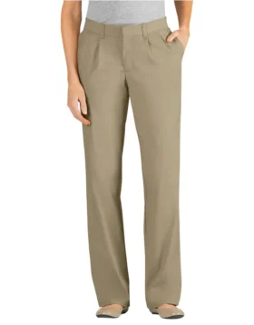 Pantalones de corte holgado con pernera recta y pliegues delanteros para mujer