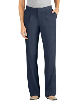Pantalones de corte holgado con pernera recta y pliegues delanteros para mujer