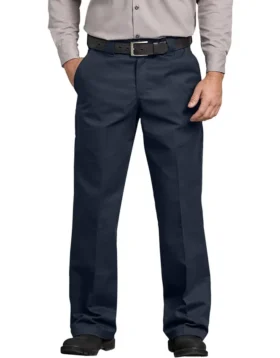 Pantalones de corte recto con cintura cómoda de sarga y ajuste relajado Flex