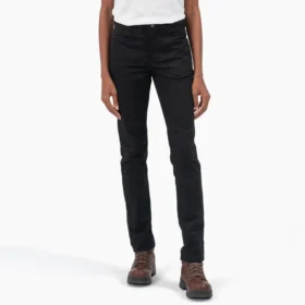 Pantalones pitillo de sarga de talle alto para mujer