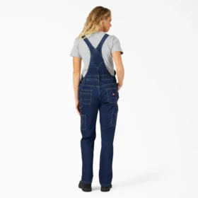 Petos de denim de corte recto con doble bolsillo delantero para mujer