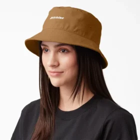 Sombrero de pescador de lona con logotipo en letra cursiva