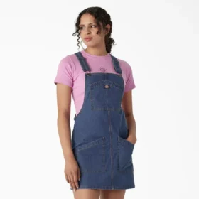 Vestido tipo peto de denim de corte regular para mujer
